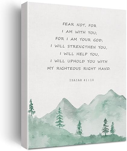 Lienzo decorativo con versículo bíblico en acuarela, diseño "Fear Not for I am with You" Isaías 41 10 pósteres de pintura de pared, obra de arte de