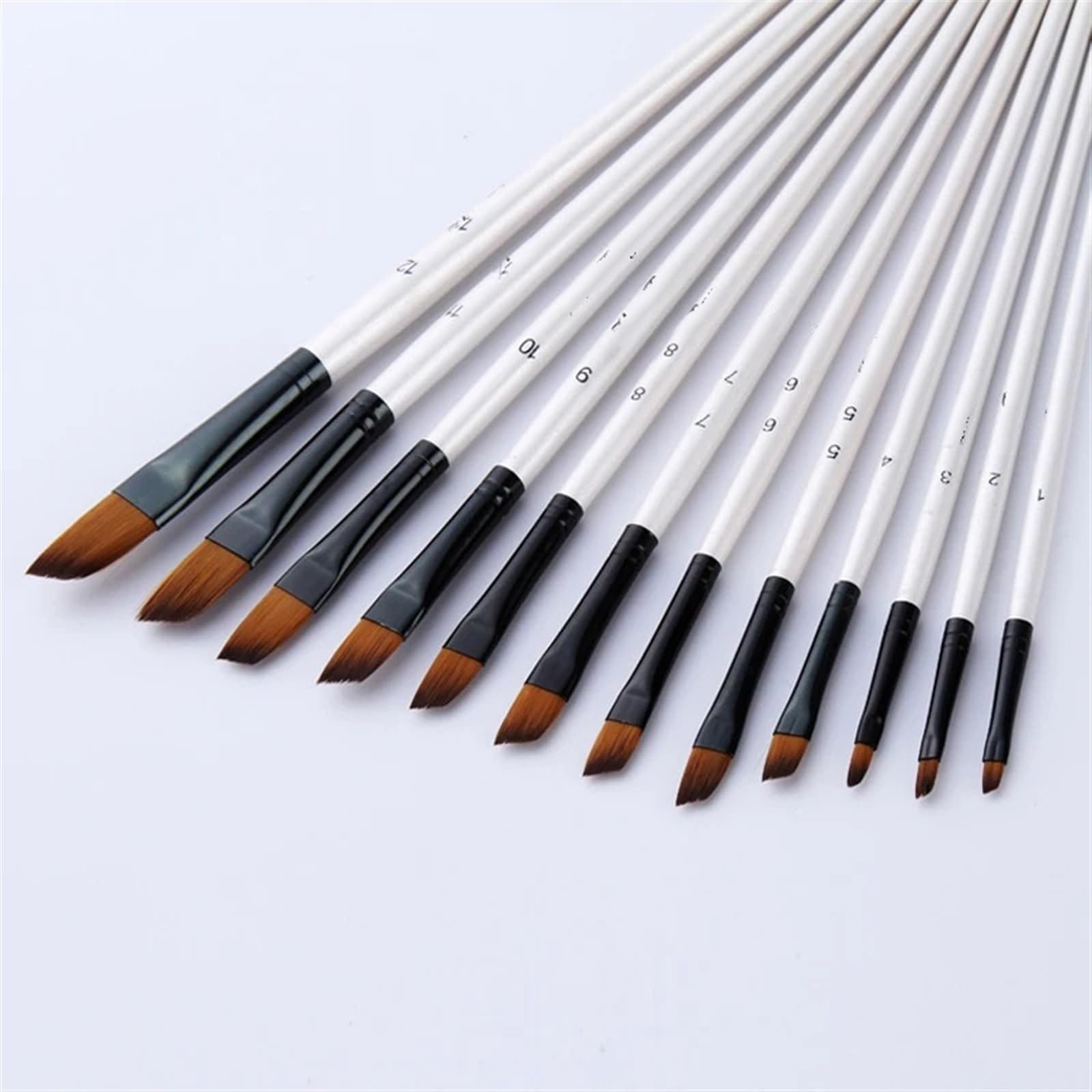 Pinceles para Pintar, 12 Piezas de Pelo de Nailon con Mango de Madera, Juego de Pinceles para Acuarela para Aprender a Pintar al óleo y acrílico, suministr,One Color-6