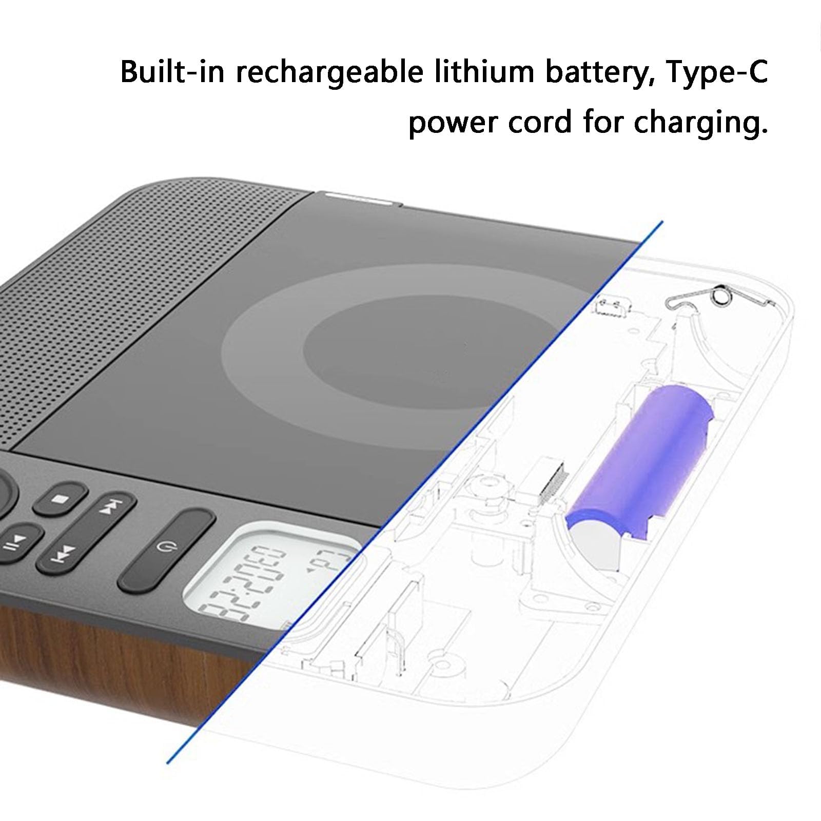 Mini lettore CD portatile Bluetooth con telecomando, schermo LED, ricaricabile, supporta CD, Bluetooth, FM, USB, AUX, ideale per gli amanti della musica in viaggio