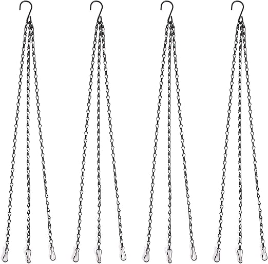 Black Hanging Basket Hangers Flower Pot Chains Replacement Plants Hangers, 4 Pack, 20 inch