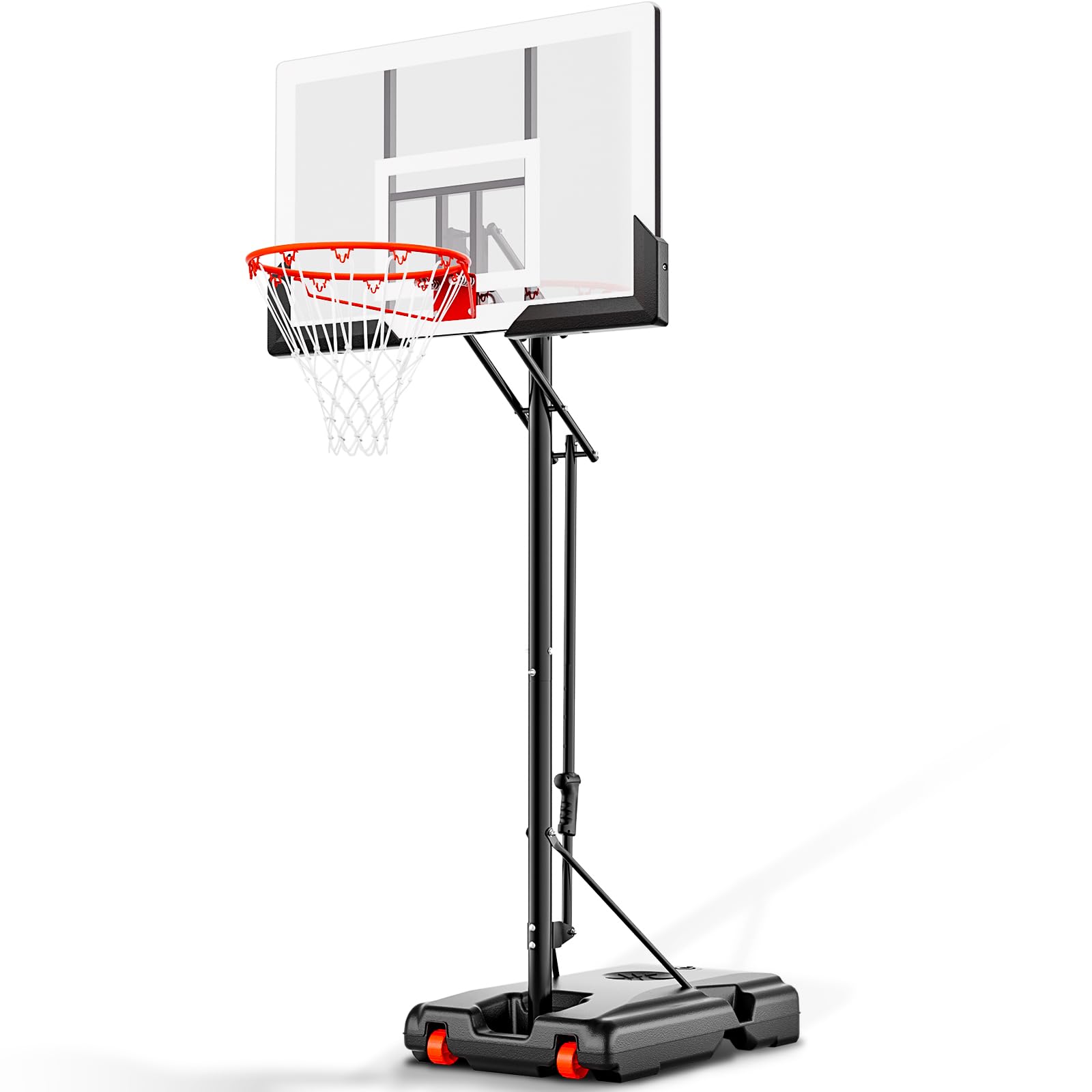 AWII SPORT Basketball Hoop 44IN Backboard 4.8-10FT Height Adjustable | Portable Basketball Hoop Outdoor Goal System with Impact Backboard and Wheels for Adults