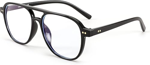 FEISEDY Gafas de piloto ligeras con marco de bloqueo de luz azul, gafas de computadora cuadradas de gran tamaño para mujeres y hombres, B2387