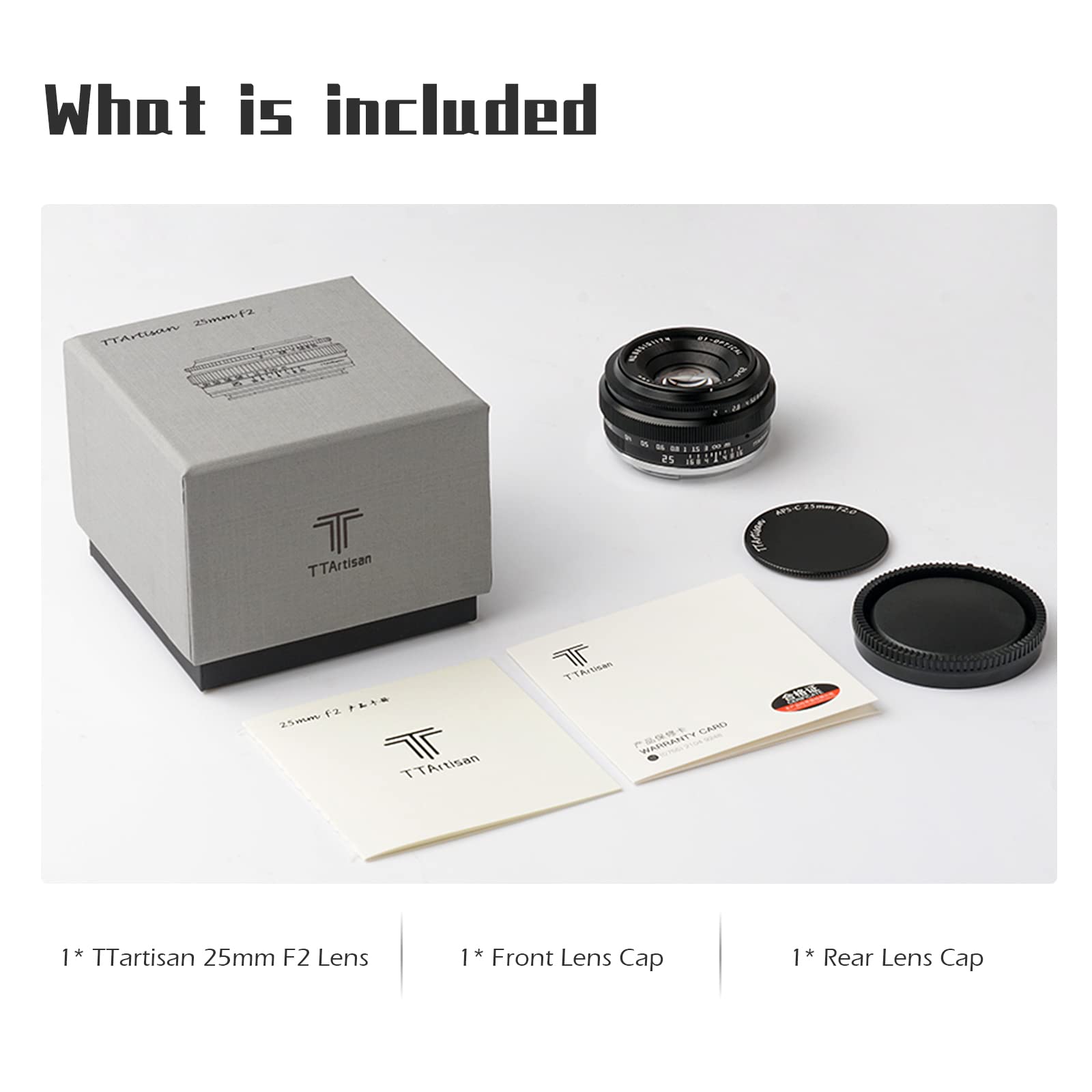 TTartisan 25mm F2 X Mount Objektiv, APS-C Manueller Fokus Weitwinkel Objektiv für Fuji X Mount, Kompatibel mit Fuji X-Mount Spiegellosen Kameras X-PRO1 X-PRO2 X-E1 X-E2 X-E3