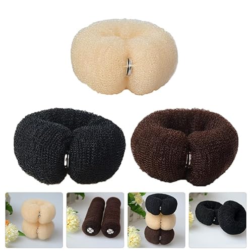Miniatura 6 de Moldeador de donas grande, 6 piezas para hacer moños de cola de caballo, moño, moño de dona, bandas elásticas para el cabello, moldeador de donas