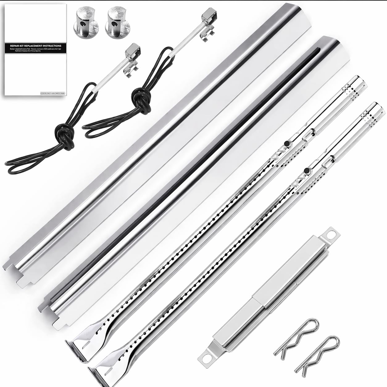 Photo 1 of Uniflasy Grill Parts for Charbroil Performance 2-Burner 463630021 463655021 463655421 463655621,for Charbroil 4-Burner 463365021 463448021 Grill Burner Tube Heat Plates Shield Crossover Tube Igniter