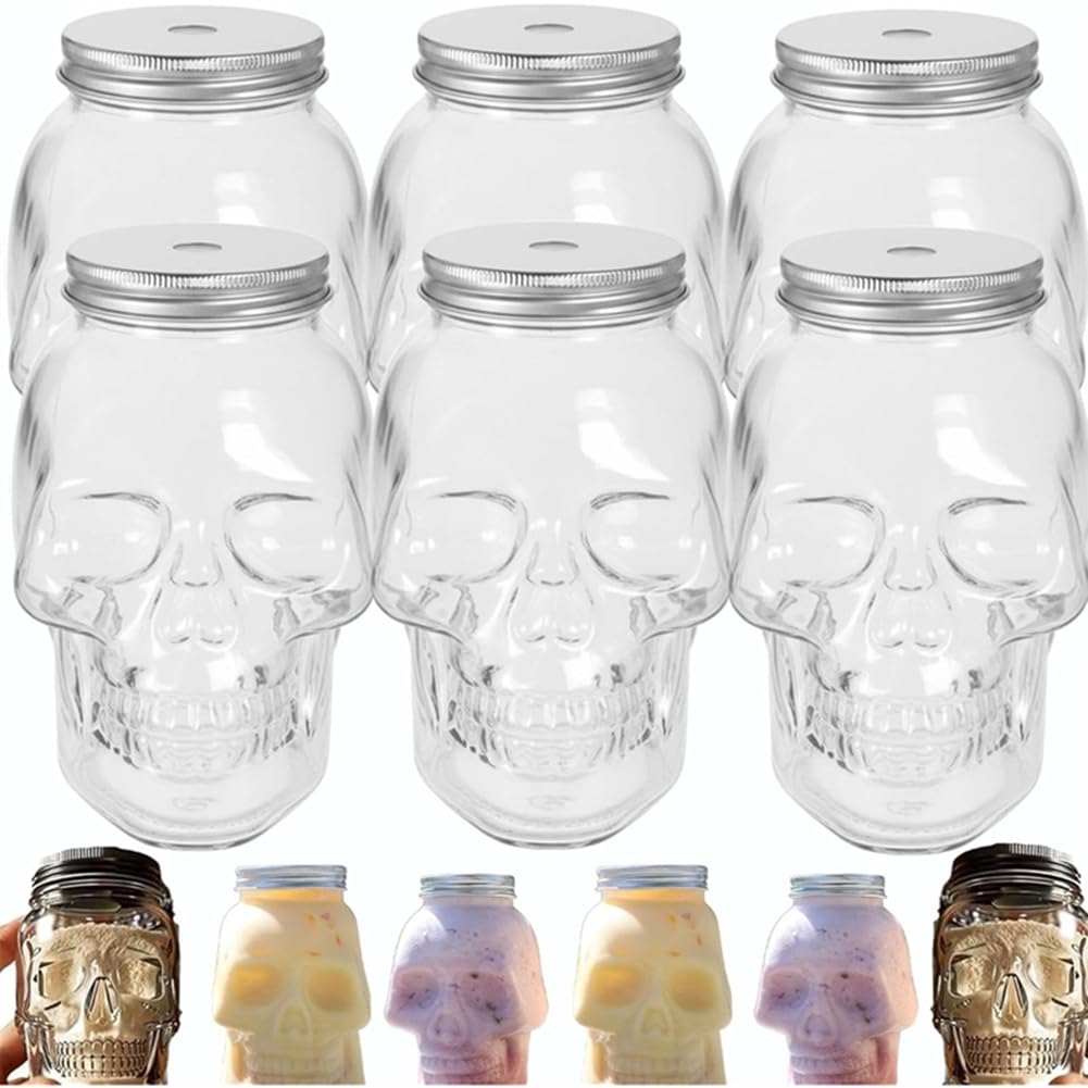 Hndhbfgrt Skull Storage Jar, for Home Decor, for Spices- Spice Jars with Lids, Skull Jars with Lids, Skull Canister
