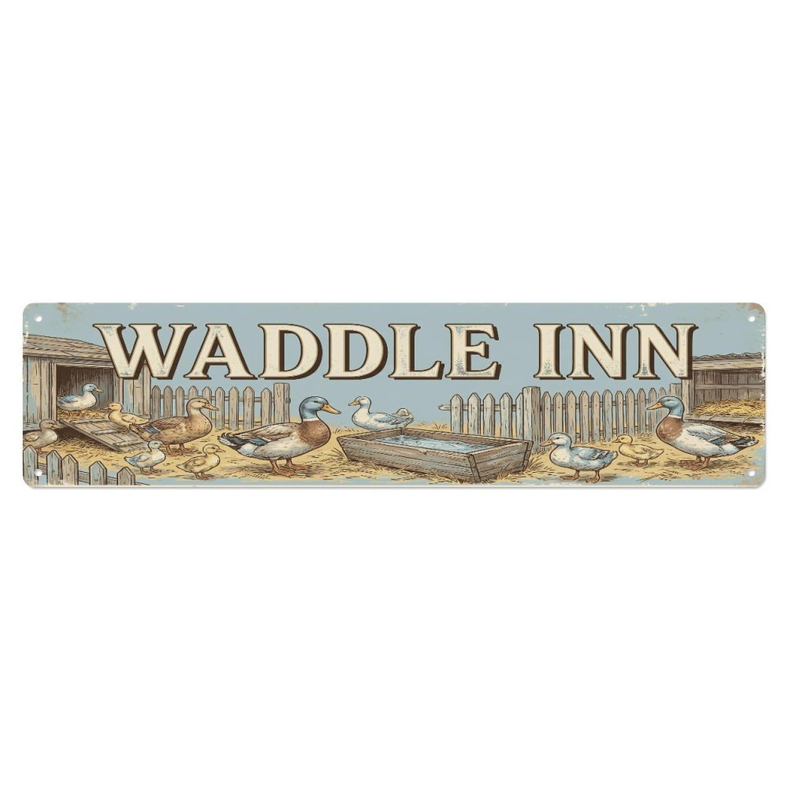 Xanthor Style Metal Tin Sign Vintage Coop Waddle Duck Farmhouse Funny Duck Backyard Farm