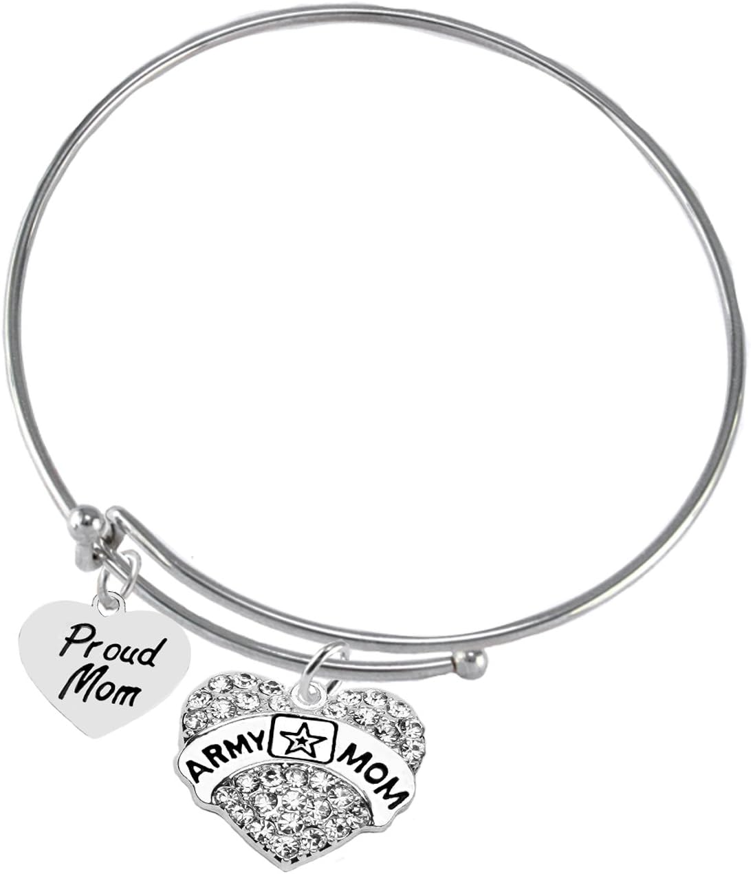 Cardinali Jewelry The Proud Mom, Army Mom Hypoallergenic Adjustable Bracelet, Safe-Nickel, Lead, Cadmium Free