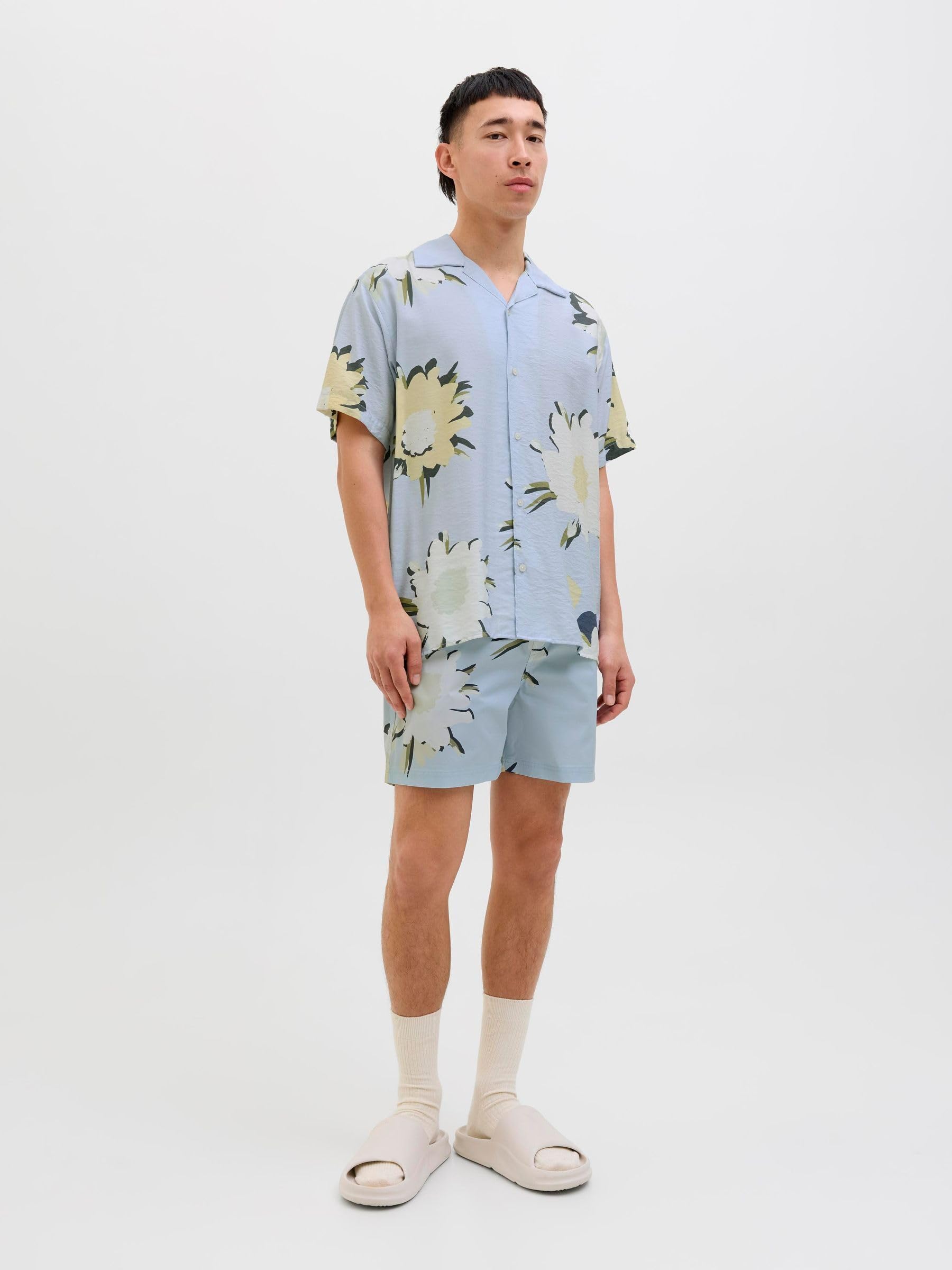 JACK & JONES Jortavira Marshall AOP Shirt Ss Oc25 męska koszulka, Skyway, L