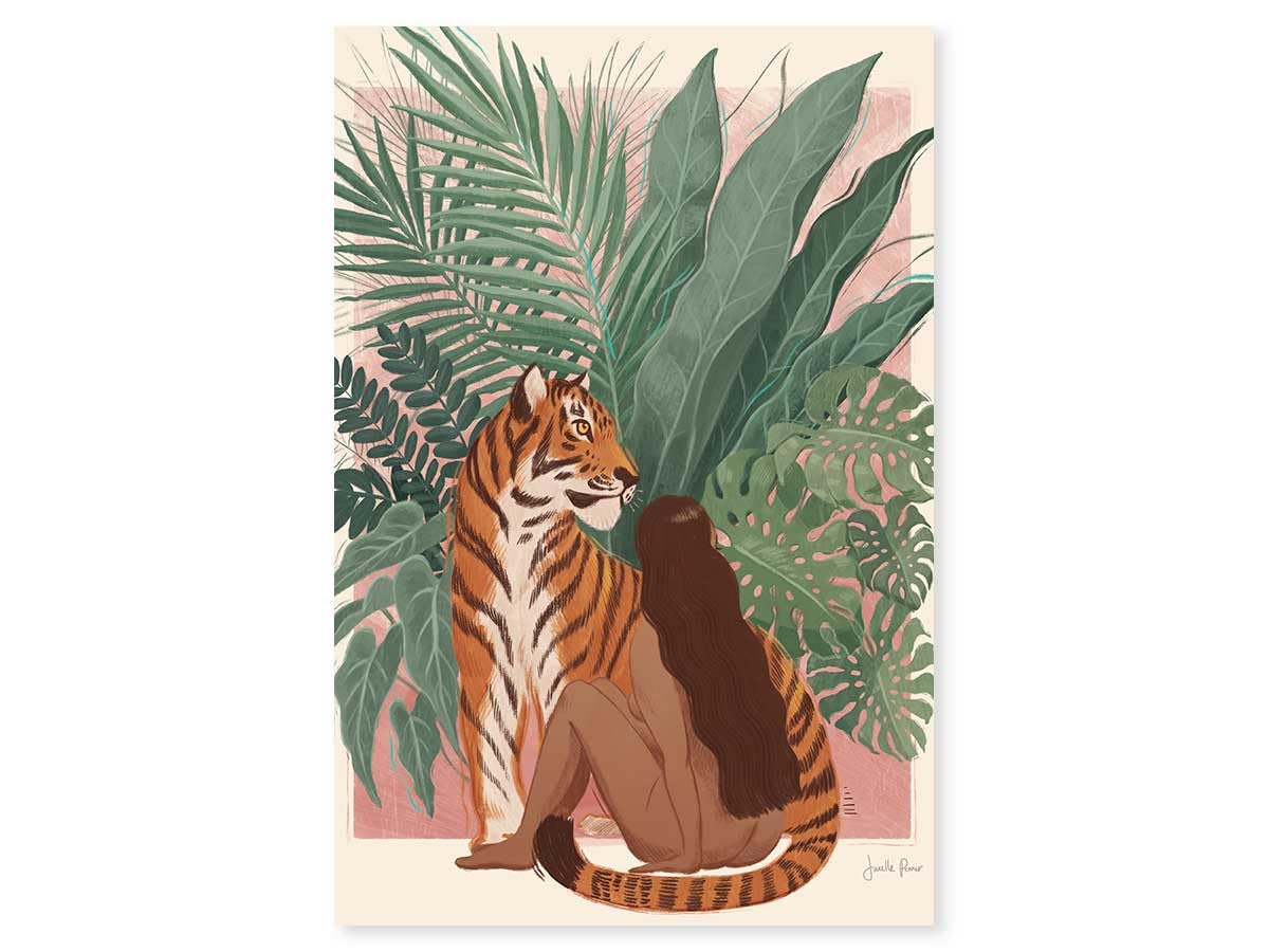 Tableau Jungle Woman toile imprimée 60x90 décoration murale salon
