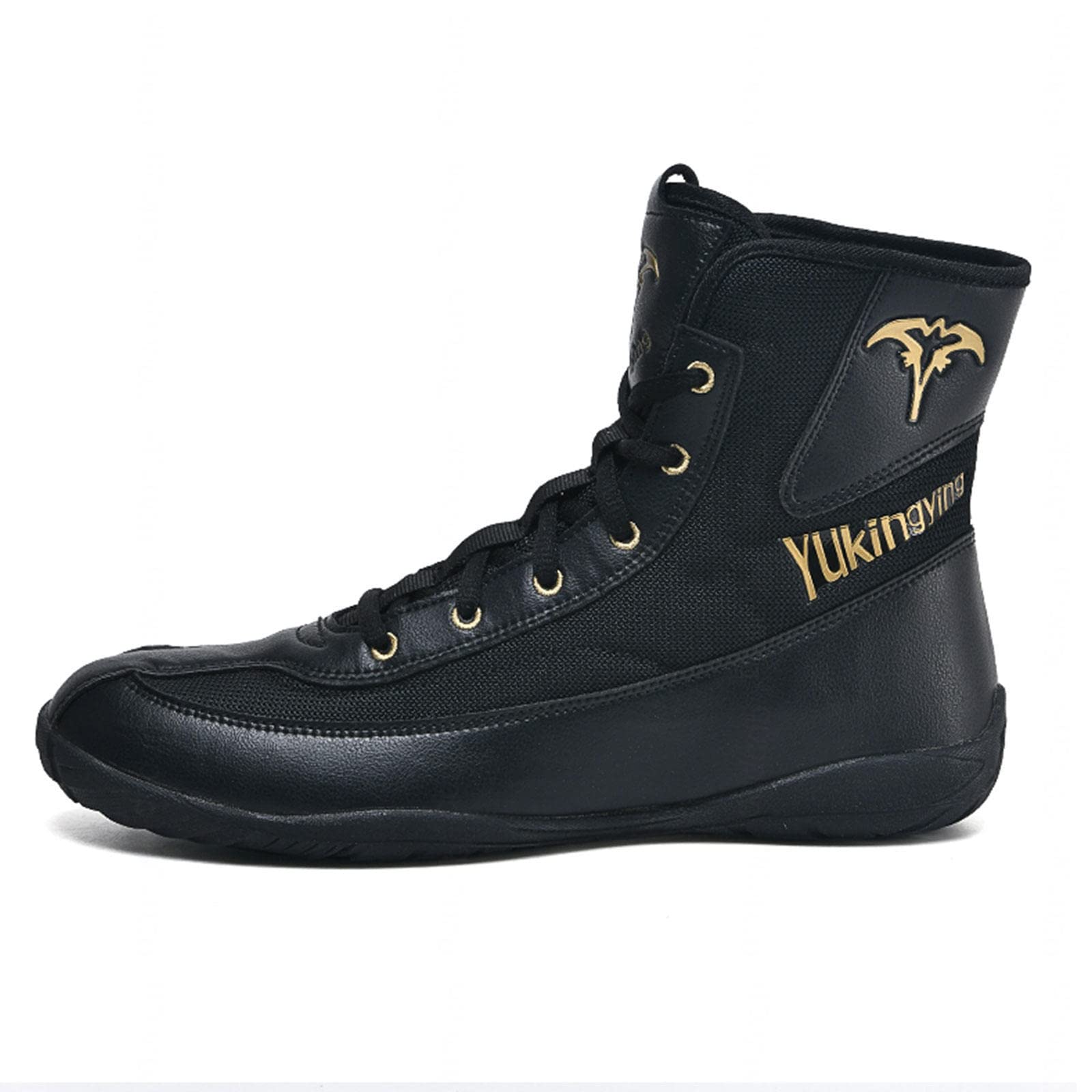 Męskie obuwie bokserskie, trampki, wysokie buty bokserskie, męskie buty bokserskie, gumowa podeszwa, buty do walki, buty treningowe dla mężczyzn, czarne, rozmiar 39