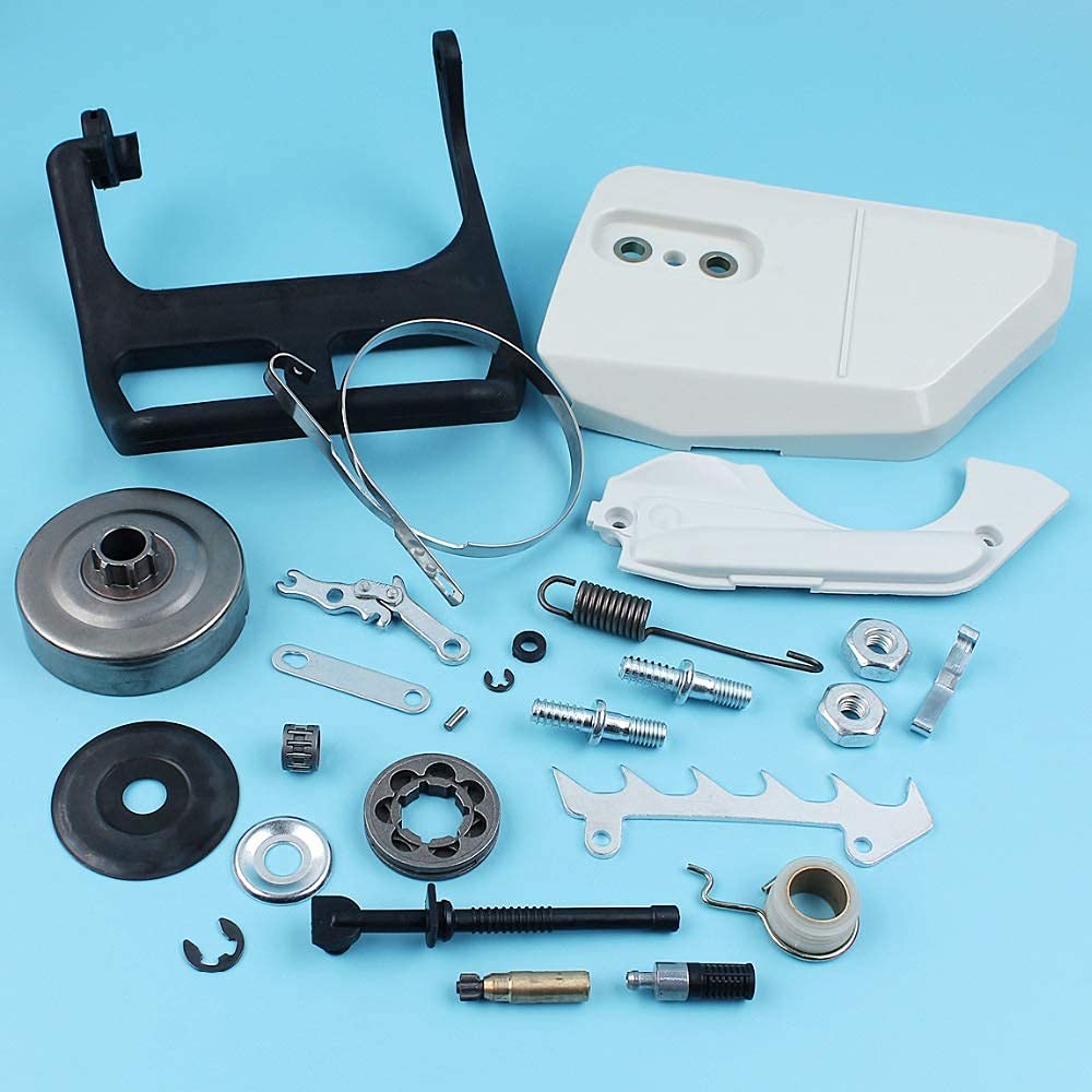 Embrague Tapa de Tambor Protector de manija Filtro de Aceite Bomba Wrom Gear Kit Compatible con STIHL MS170 MS180 017 018 Cadena de Motosierra Banda de Freno Resorte