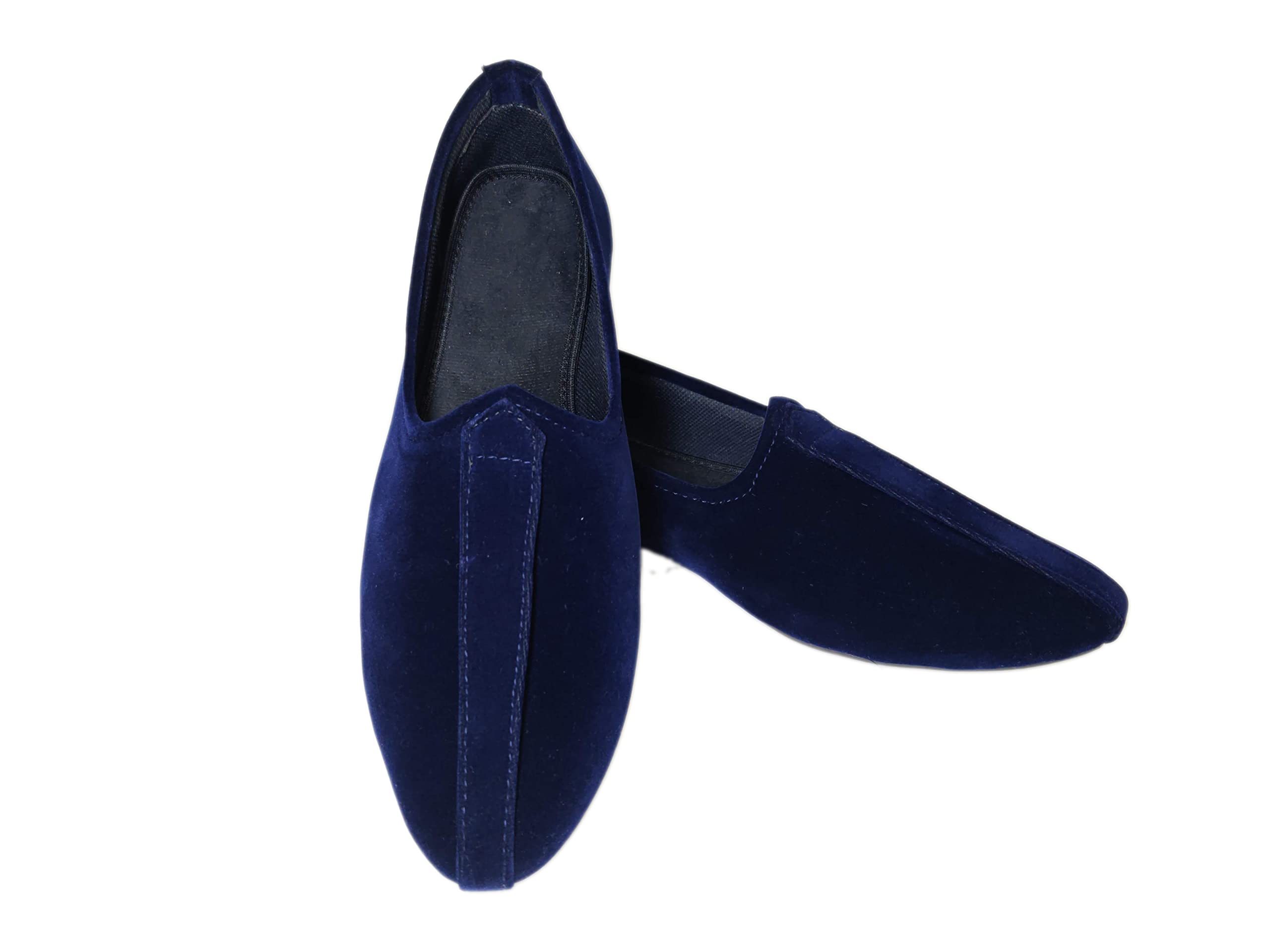 velour india Men's Jutti Olive Green Velvet Mojari Loafers-picture-52