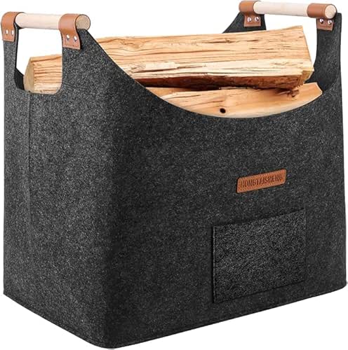 Panier bois cheminée XL panier buche en feutre très épais