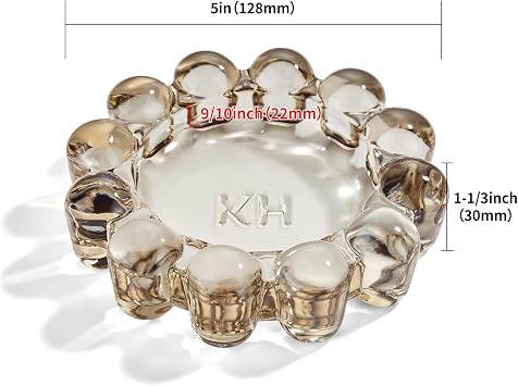 khtumeware Chic Smoky Bubble Glass Candle Dish Modern Clear Glass Candle Holder for Tealights & Diffusers, Decorative Tray for Home & Tabletop Decor(2 Pack)