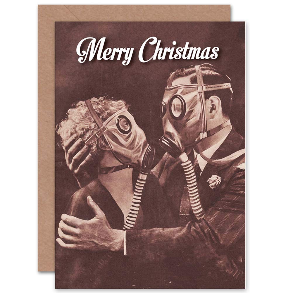 Wee Blue Coo CARD ALTERNATIVE CHRISTMAS XMAS BIZARRE GAS MASK FUNNY