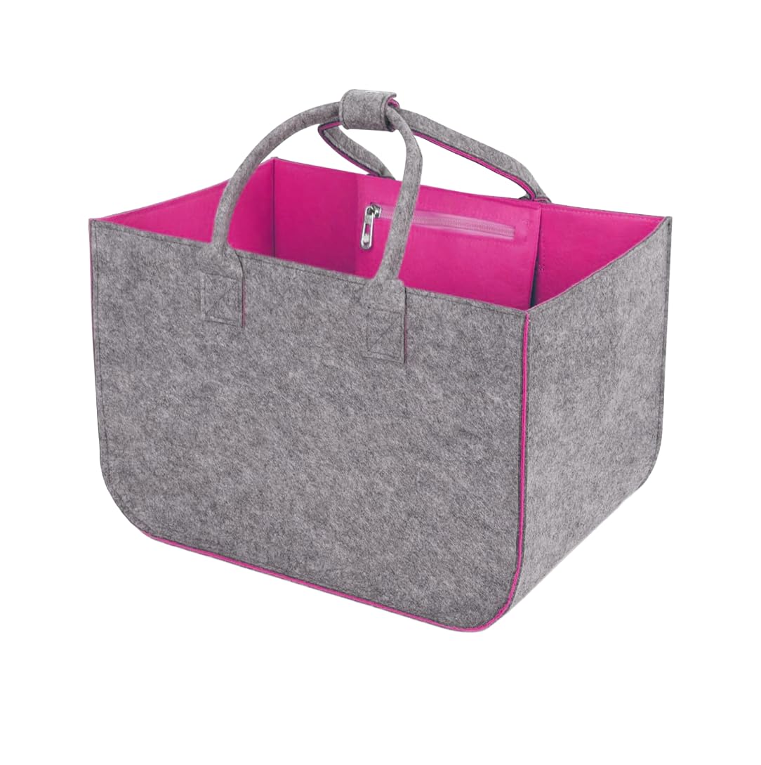 JIXUAN Felt Shopping Bag, 40x27x27cm, 30L Foldable Storage Basket Tote