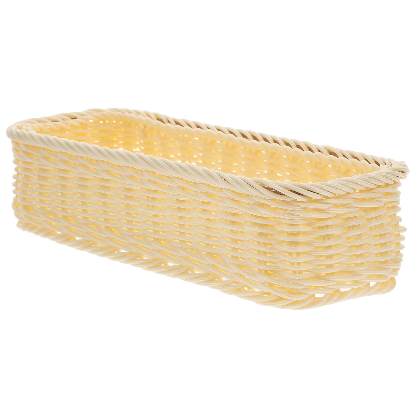 GRIRIW Seasoning Jar Storage Box Home Storage Baskets Sink Tray Bread Container Kitchen Woven Basket Rectangular Wicker Storage Basket Flatware Wicker Woven Basket Cultery Plastic Beige