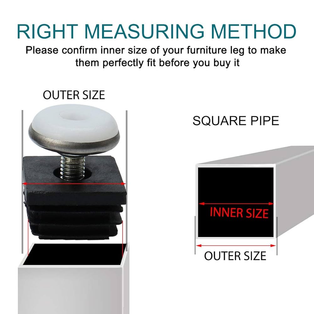 Uxcell 8 Set Leveling Feet, M10x45x45mm Plastic Adjustable
