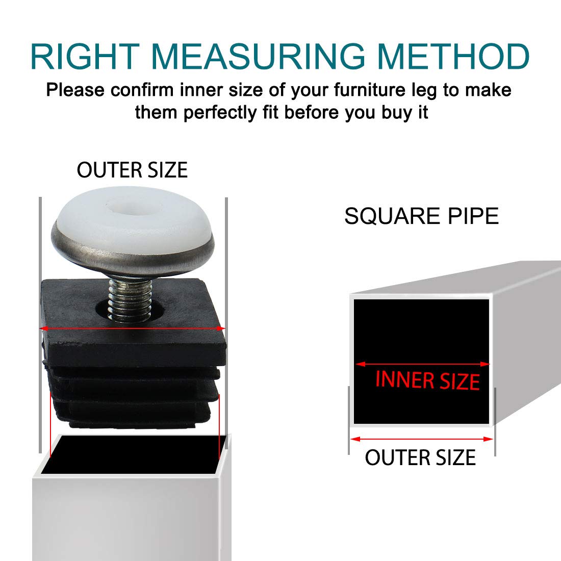 uxcell Adjustable Leveling Feet 25 x 25mm Inserts Furniture Table Glide 4 Pcs — view 8