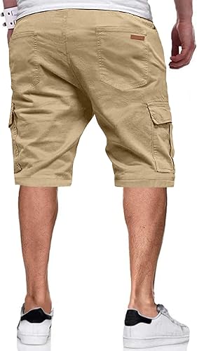 Miniatura 2 de Pantalones cortos cargo para hombre, cintura elástica, cordón elástico, pantalones cortos de golf al aire libre con 6 bolsillos