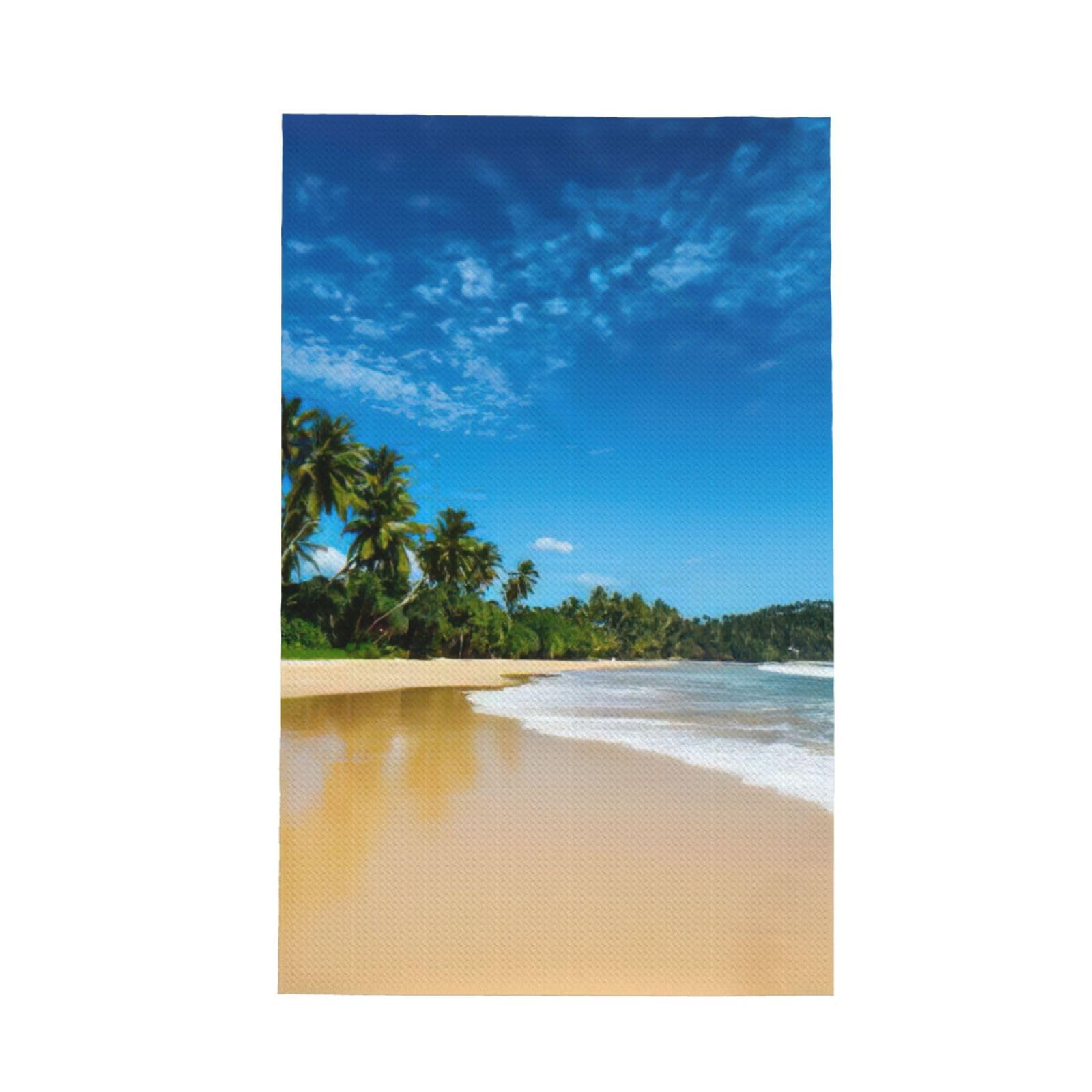 Clear Sky Wave Beach Print Waffle Weave Kitchen Towels, Absorbent Quick Dry Kitchen Dish Towels Essentials For Home
