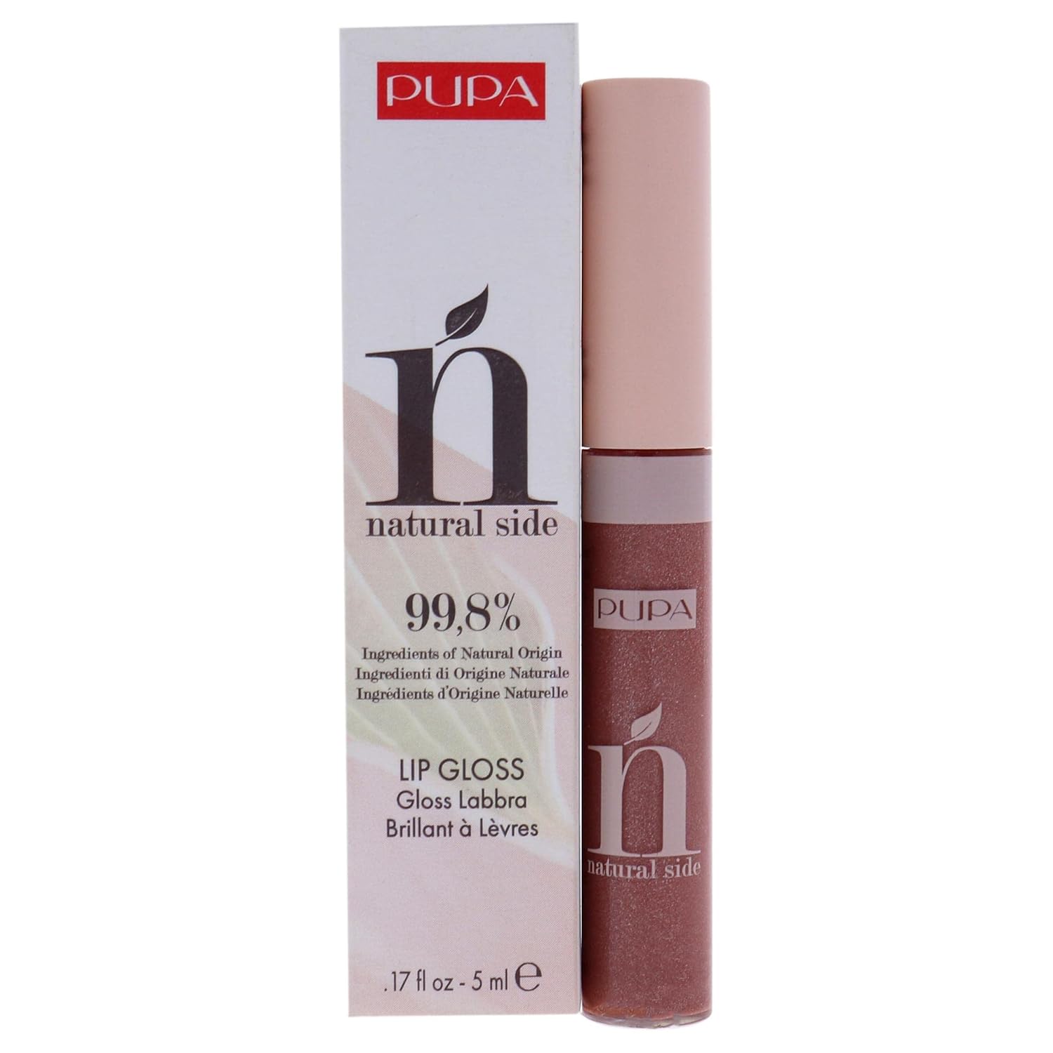 Pupa Milano Natural Side Lip Gloss – High Shine And Color Payoff – Nourishing Formula – Made With Natural Ingredients – Enriched With Oils To Moisturize The Lips – 004 Pearly Nude – 0.17 OZ