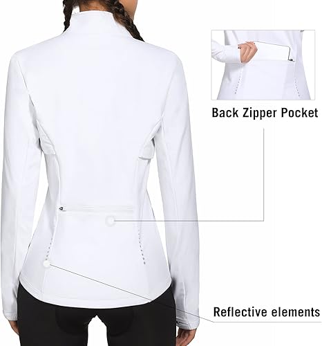 Miniatura 2 de BALEAF Chaqueta de forro polar para mujer, resistente al agua, cremallera completa, para invierno, clima frío, chaquetas térmicas para entrenamiento