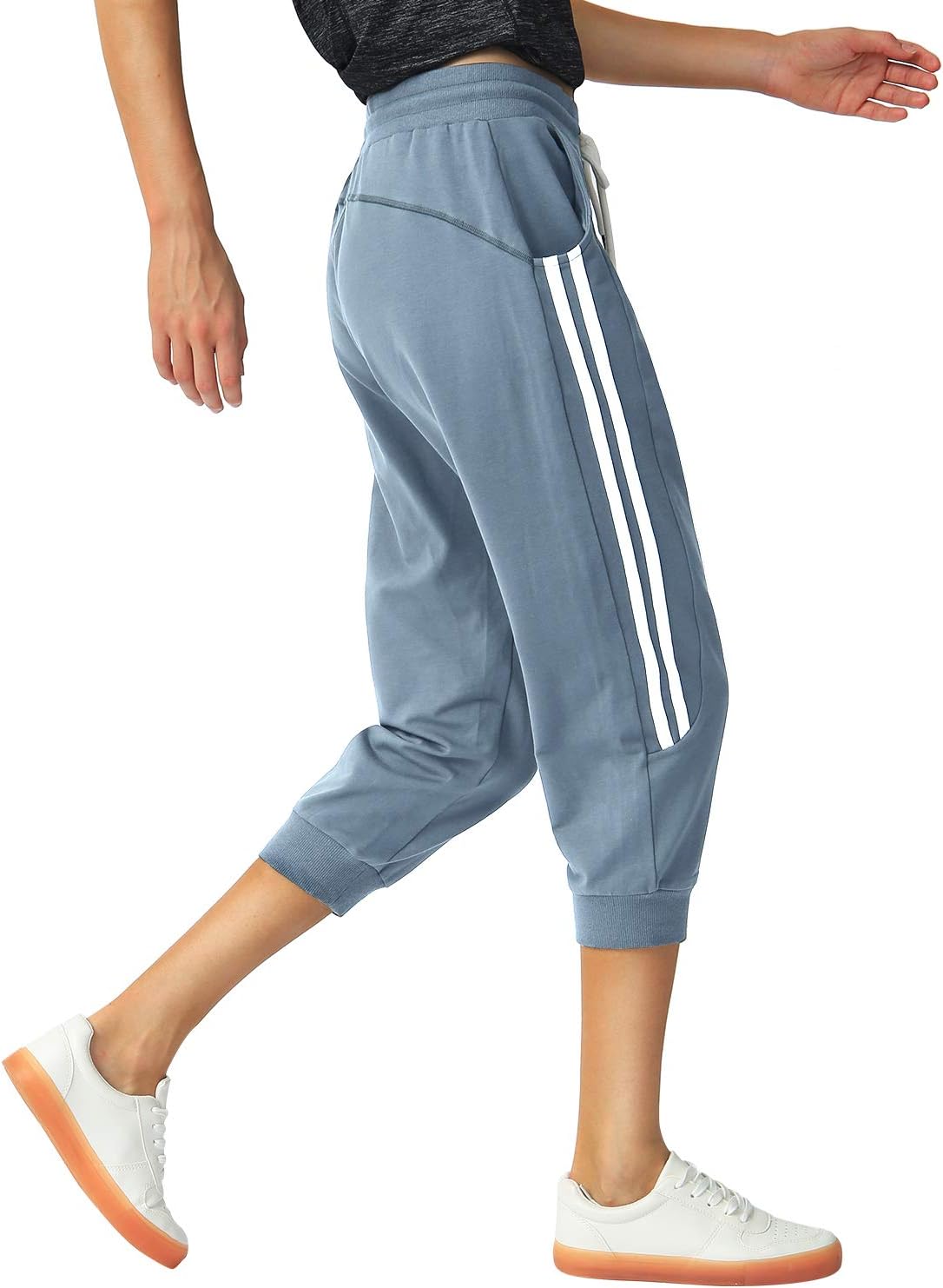 SPECIALMAGIC Women's Capri Pants Cropped Joggers with Pockets Elastic Waist Drawstring Capri Sweatpants - Image 3