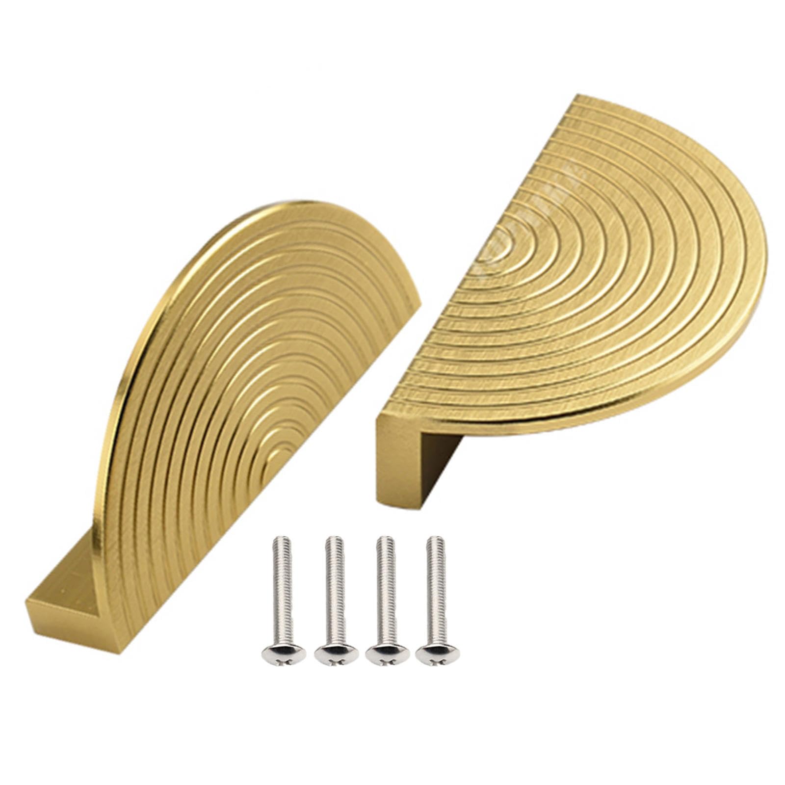 YQOLG87 Furniture Pull Knobs (Gold),Half Circle Cabinet Drawer Handles,Decorative Semi Circle Door Pulls with Screws (2 Pieces) for Wardrobe,Closet,Book Cabinet,2.9in/74mm