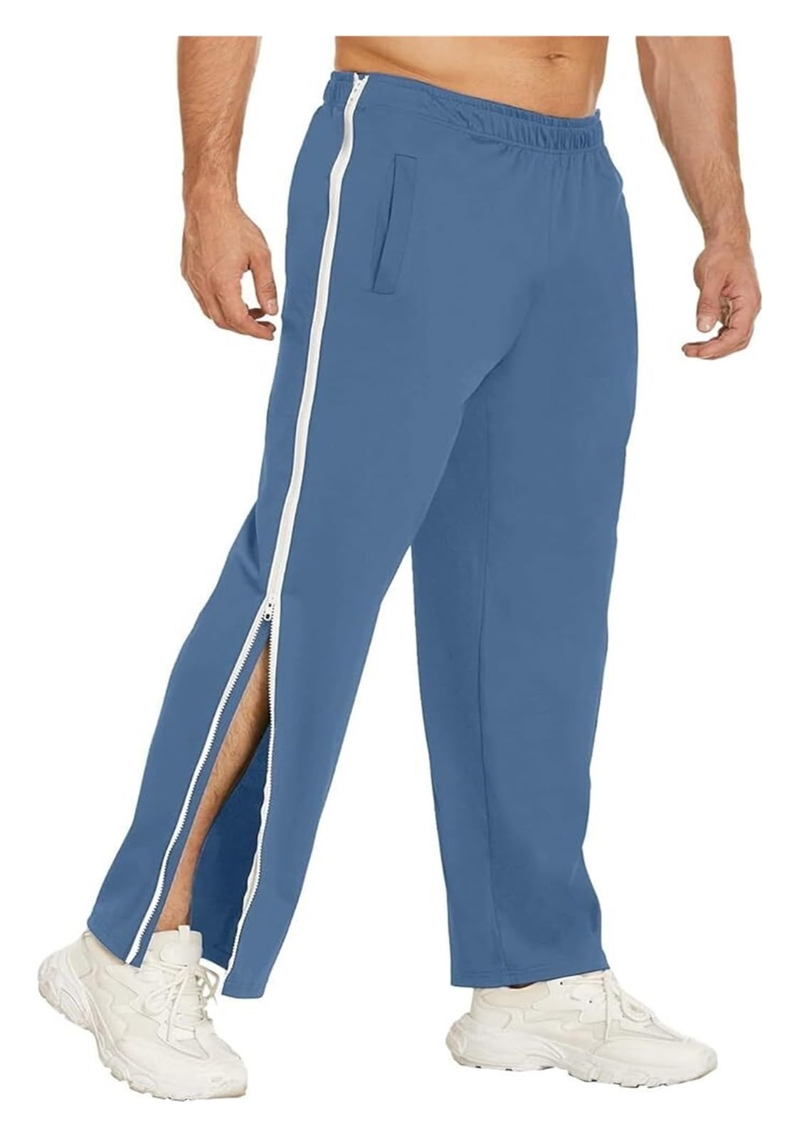 Revalidatiebroek Heren Joggingbroek M-3XL, Met Ritssluiting For Heren M-3XL, Trainingsbroek For Heren Met Doorlopende Afscheurbroek, Vrijetijdsbroek, Losse, Casual Sportkleding(Noir,3XL