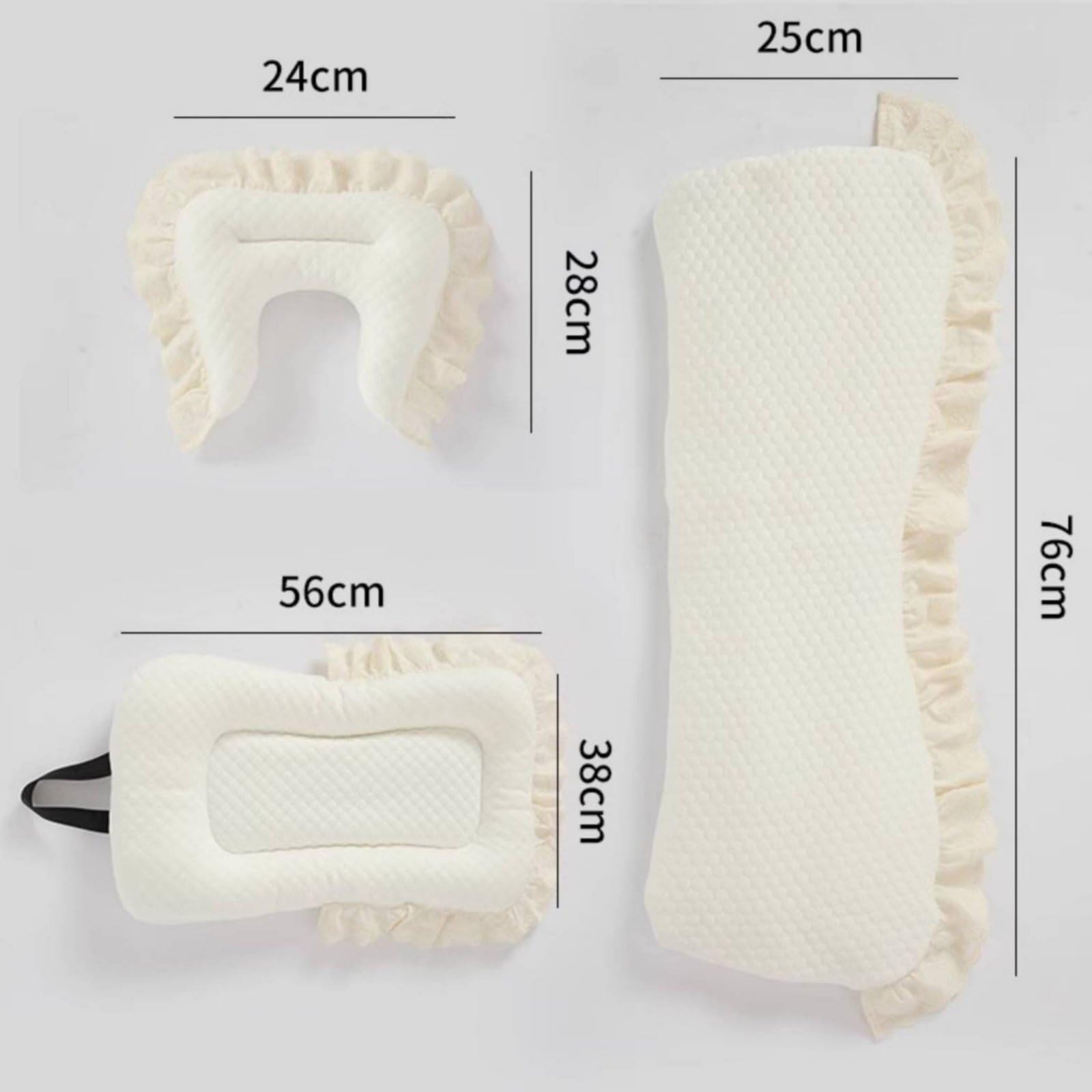 Pad Set Inserto Seduta Passeggino Animali Cuscino Trapuntato Fodera Antimacchia Poliestere con Rifinitura Arricciata Comfort Stabile Tutto l'Anno, Array, Bianco Crema