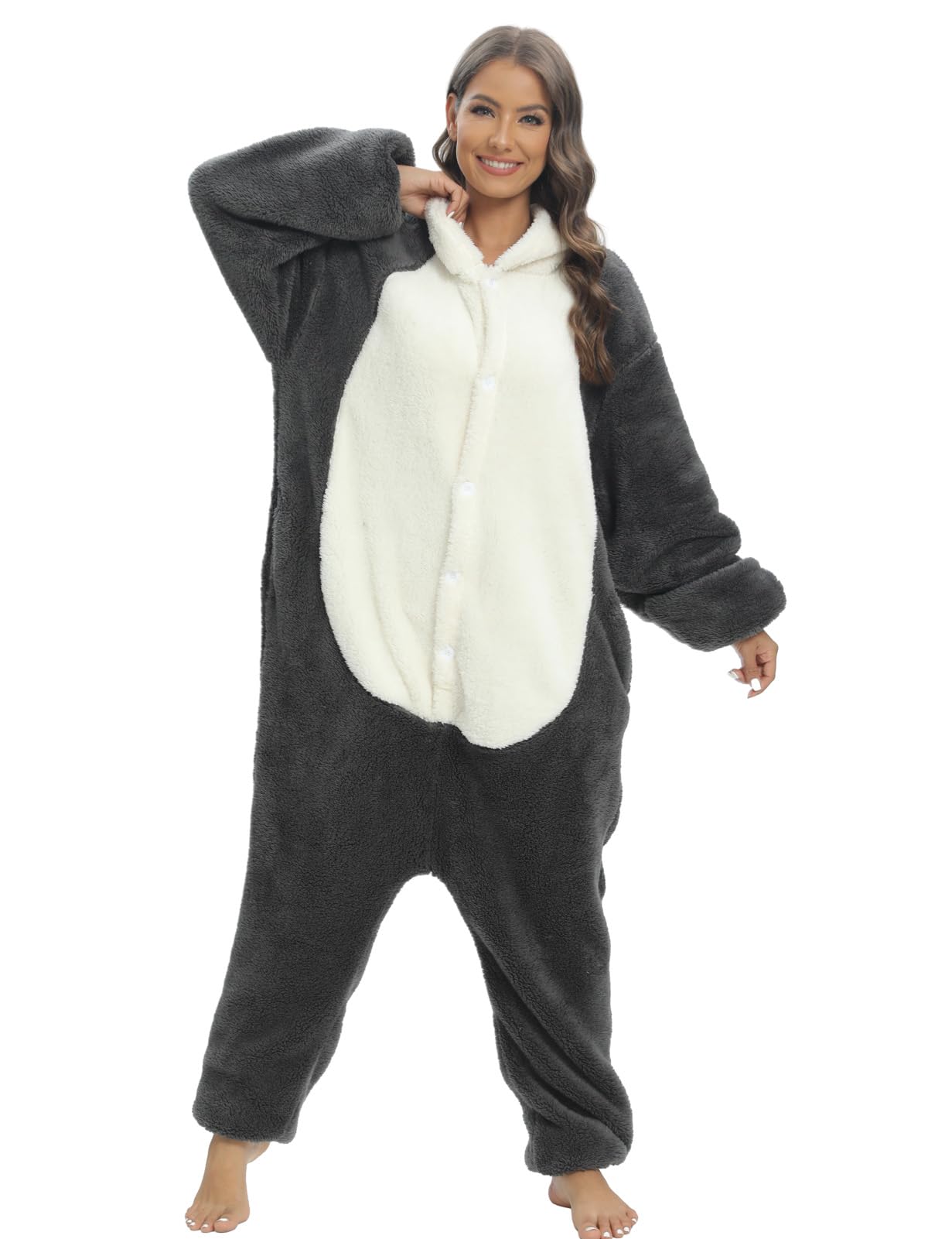 LATH.PIN Pijama tipo mameluco de animal para adultos, unisex, de una pieza, disfraz de Halloween, cosplay, ropa de dormir para mujeres y hombres