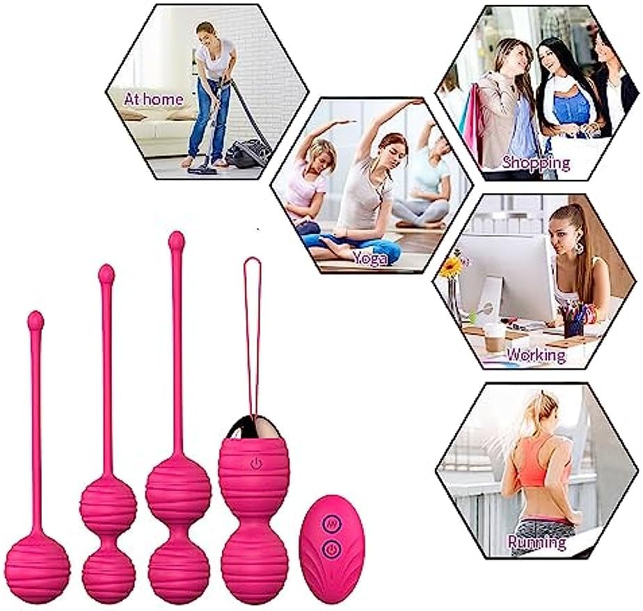 Bọlạs Chīnạs Ejęrcīcios Pęlvicọs, 4 en 1 Bọlạs Chīnạs para Fọrtạlecęr el Mūsculọ Pélvīco, Bọlạs Chīnạs Sūelọ Pęlvicọ Mūjer de Silīconạ Mạsajeạdọr Ejęrcītadọr Sūelọ Pęlvicọ