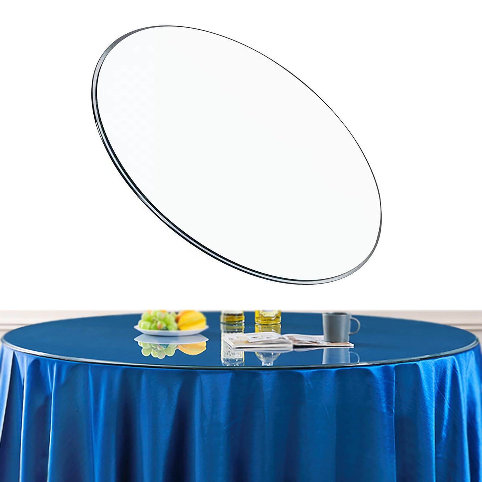 GMHZTKUS Tempered Polished Edge Round Glass Top,21IN -23IN-25IN Round Tempered Glass Table Top,Beveled Glass Table Top,Bevel Premium Round Circular Plate Glass(58CM (23IN))