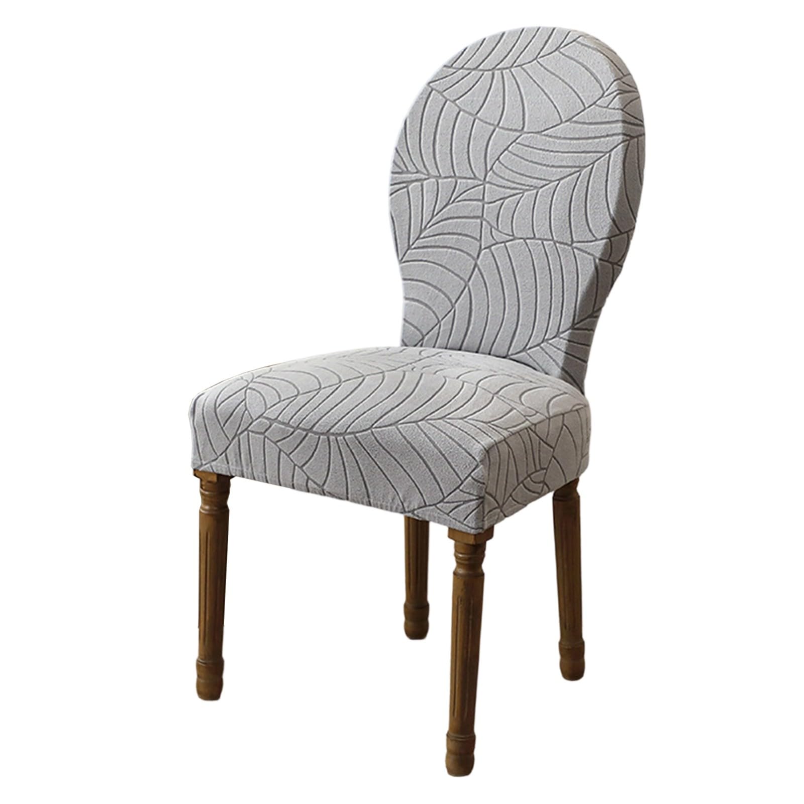 Stuhlhussen für Esszimmerstühle,Stuhlhussen ohne Armlehnen mit Runder Rückenlehne für Esszimmer und Küche,Vintage-Stil im französischen Landhausstil(Light Gray,6Pcs)