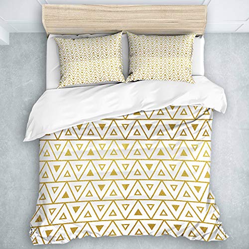 YOUMEISU Parure de lit Adulte,Housse de Couette,Triangles Design géométrique avec Chevron Zig Zag Style Image,Multicolore, 1 Housse de Couette 200 x 200 CM + 2 Taies d'Oreillers 50 x 75 CM