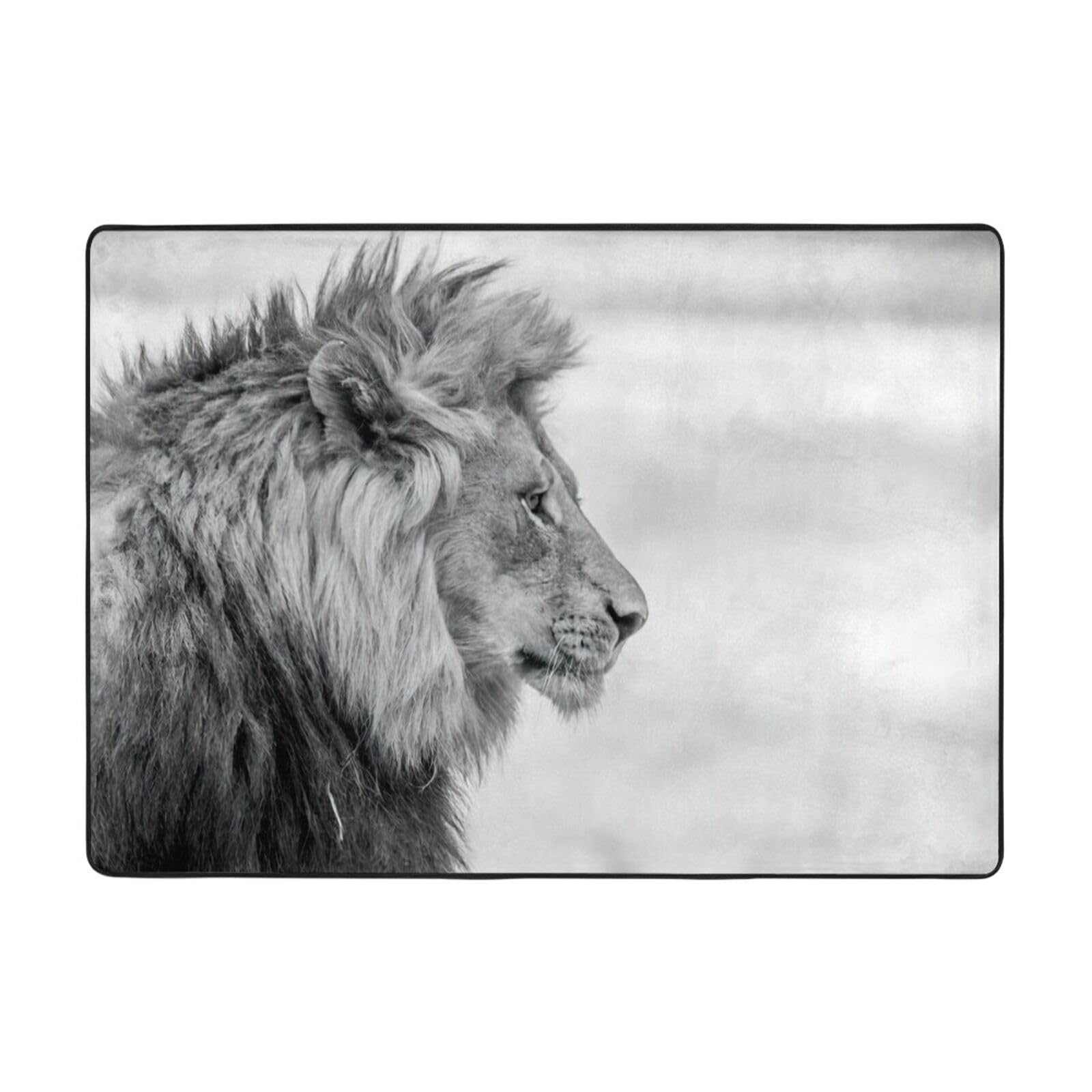 Tapis de yoga antidérapant OdDdot lion 203x148 cm pour salon et chambre