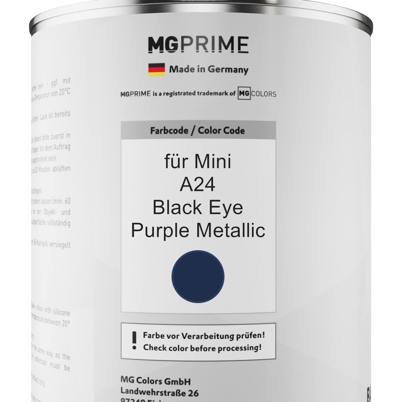 Kit Peinture Carrosserie MINI COOPER 2005-2007 A24 BLACK EYE PURPLE MET. A24