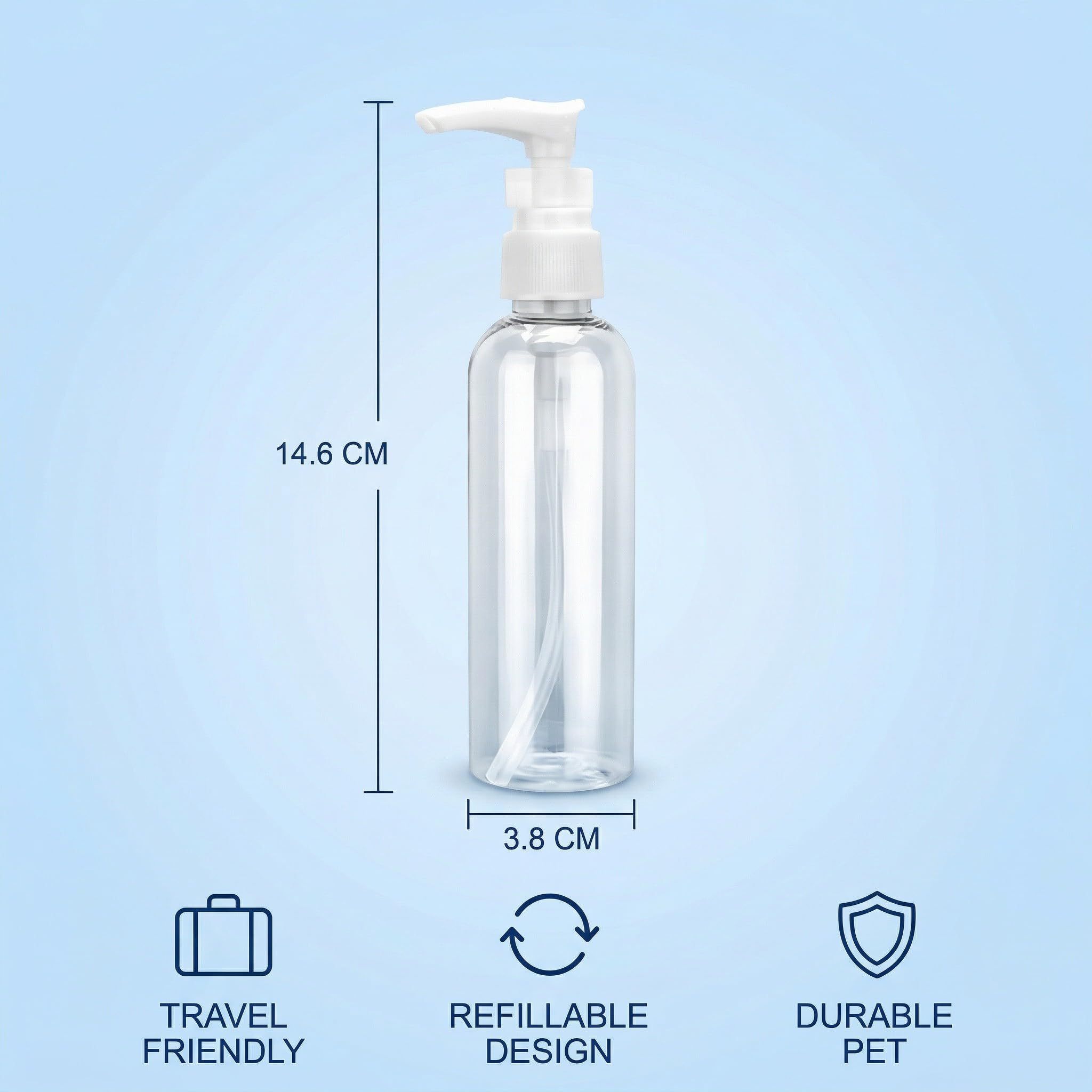 4 pezzi flacone con pompa airless da 100 ml, flaconi da viaggio trasparenti riutilizzabili in plastica, erogatore a pompa vuoto da ricaricare, ideali per cosmetici, shampoo, lozione e crema