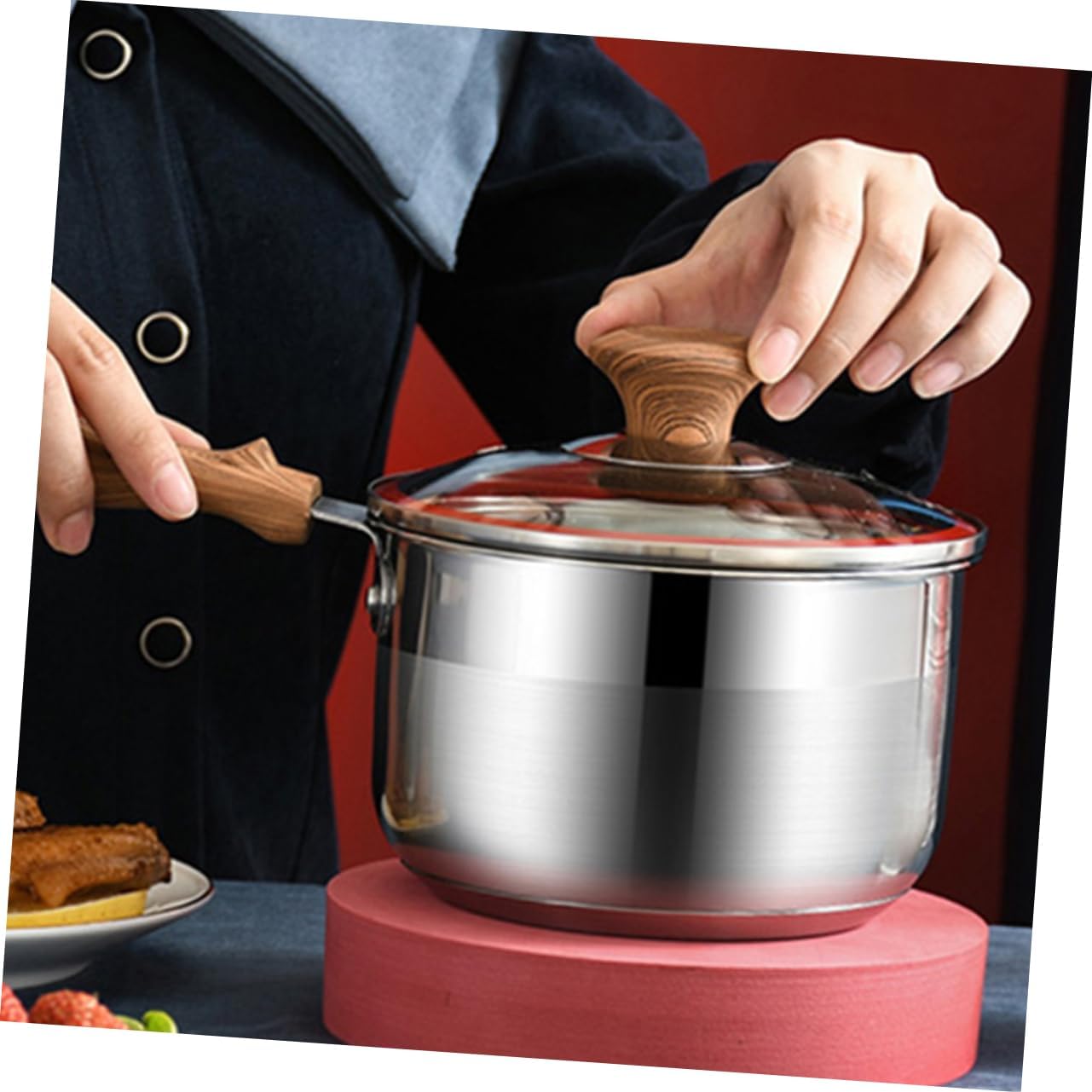 BESPORTBLE Pot with Lid Saucepan for Soup and Stews Single Handle Cooking Pot for All Stoves for Everyday Cooking