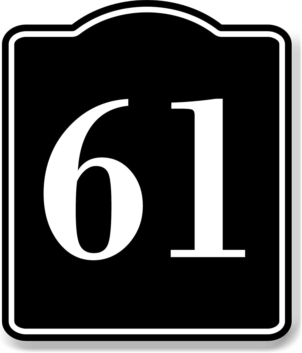 61 Bay Garage Door Plate Field Lane Gate Number BLACK Aluminum Composite Sign, 15x18