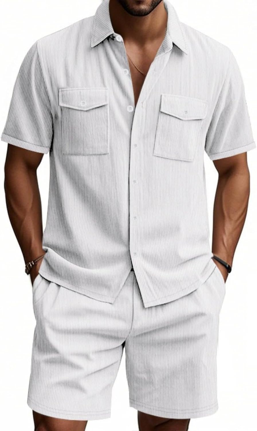 Men's Athletic Outfits 2 Piece Sets Summer Breathable Short Sleeve T-Shirt and Mesh Shorts