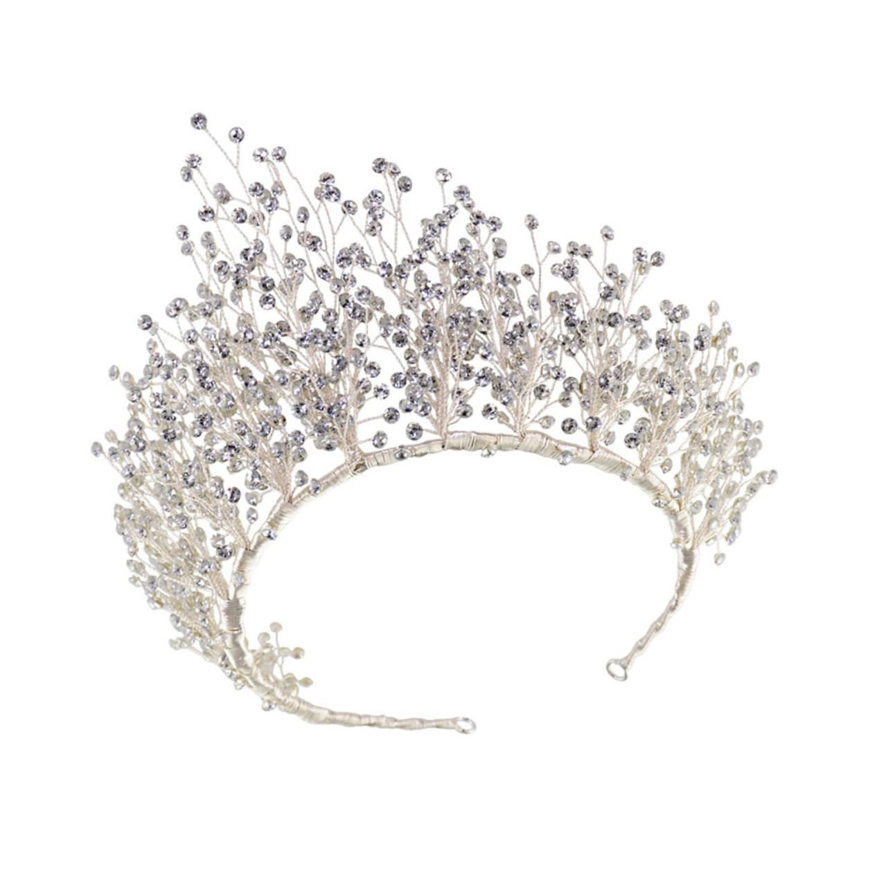 FOMIYESBridal Headwear Girls Rhinestone Tiaras Pin Pa Yst Id Wedding Wely Headpiece for Women Wedding Headpiece for Bride Bridal Wearing Crown Hair Accessories Woman White Make up Diamond