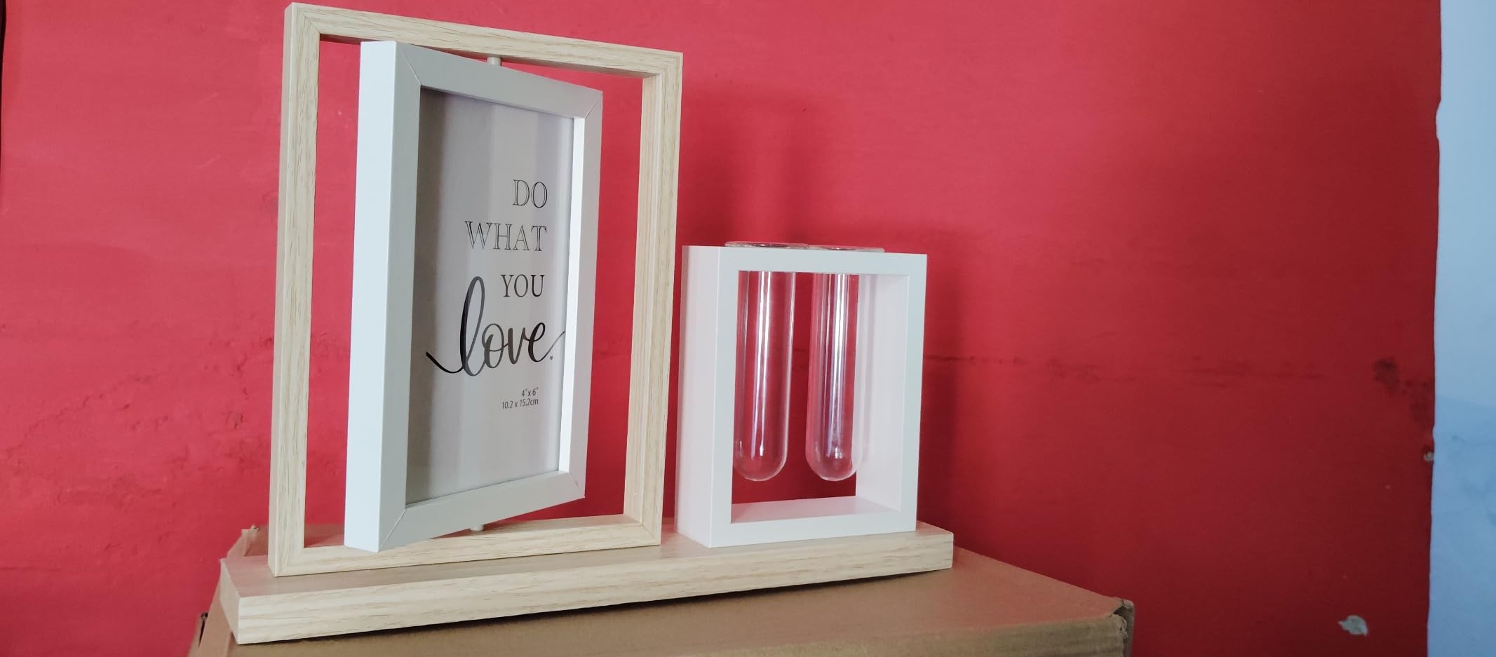 Cortina Wooden Rotatable Double Sided Photo Frame With 2 Planter Tubes ...