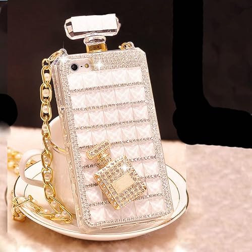 Victor for Samsung Galaxy S22 Ultra Phone Case,Fashion Women Protective Cover, Perfume Bottle Shell with Lanyard Chain Strap for Galxy S22 Ultra 5G Luxury Rhinestone Diamond Case (B)