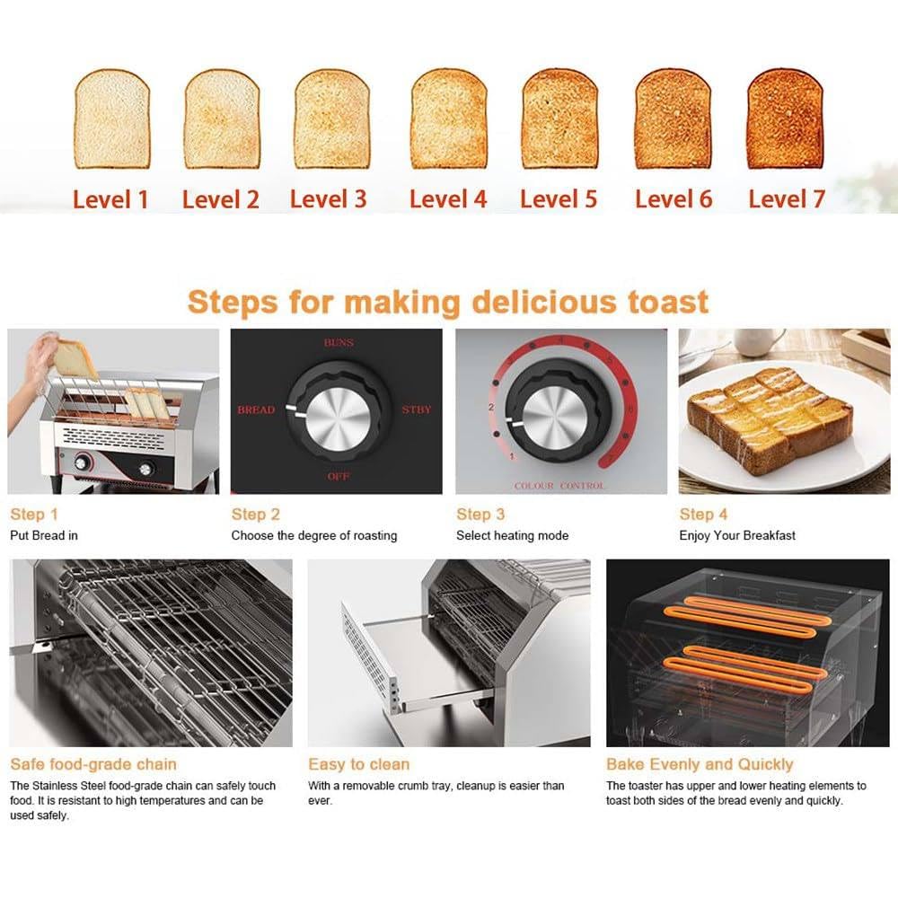 LYDZUSDP Professional Toaster,Toast Bread Machines,Rotary Toast Machine,Commercial Stainless Steel Conveyor Toaster,for Restaurants,Buffets,Bakery Equipment