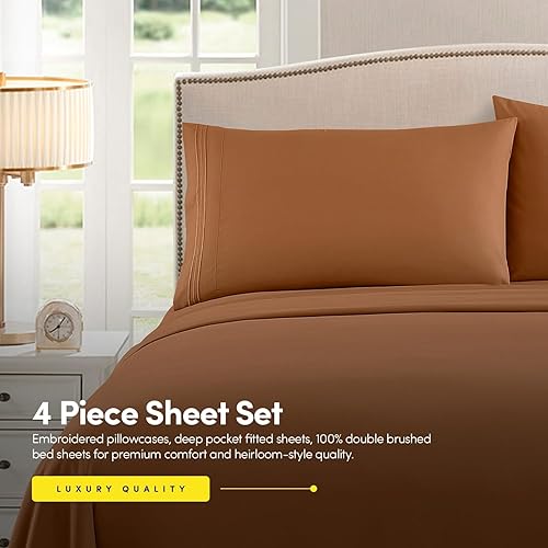 Vista 52 de 1500 Supreme Collection - Juego de sábanas extrasuaves con esquinas tipo bolsillos profundos, ropa de cama hipoalergénica sin arrugas, más de 40