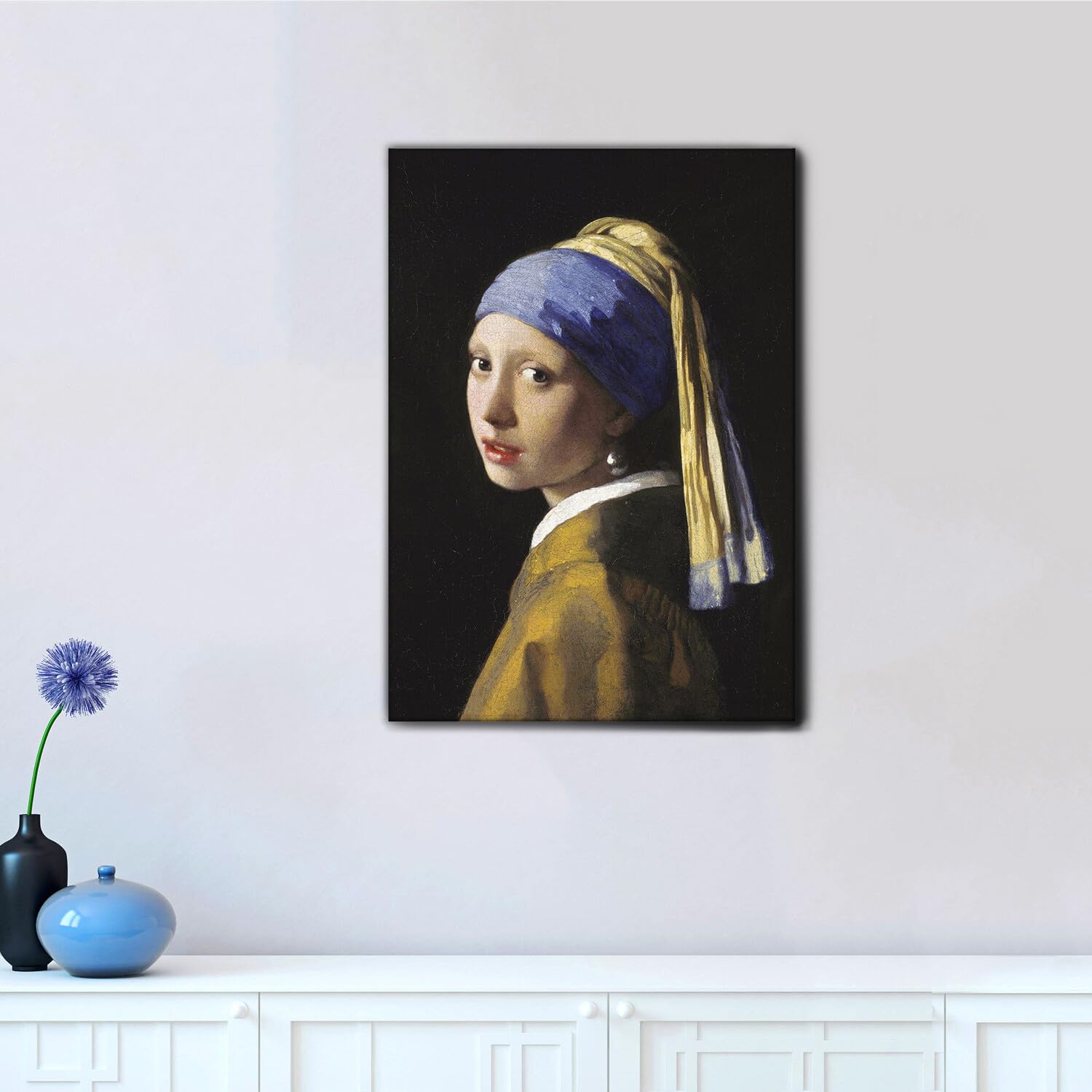 Giallobus - Gemälde - Jan Vermeer - Das Mädchen mit dem Perlenohrring - Premium Loom Canvas mit hoher Dicke - 70L x 100l cm - Bereit zum Aufhängen - Moderne Gemälde