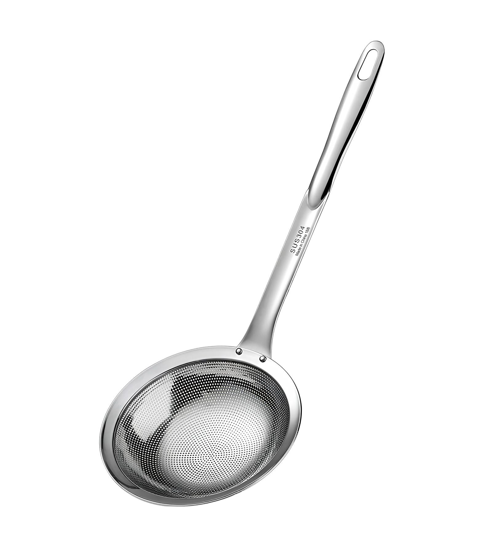 Ugotit Skimmer Spoon for Hot Pot, Soup & Frying - Multipurpose Stainless Steel Strainer Ladle, Perforated Skimmer Ladle, Strainer Spoon for Dumplings, Stock, Oil Filtering, Kitchen Use